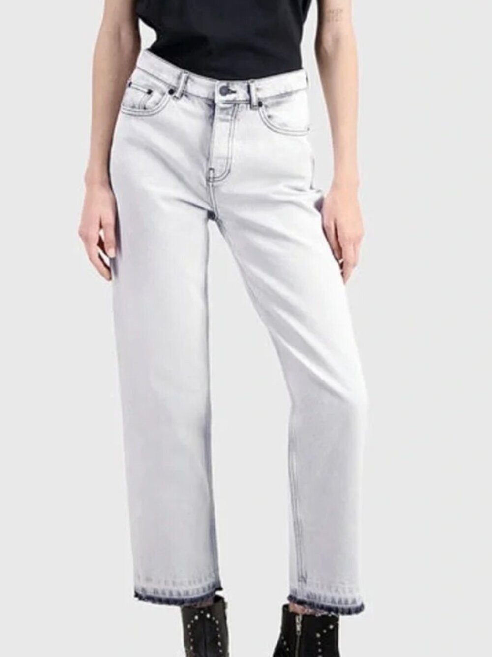 The Kooples Black Bleached Straight Leg Jeans Size EU 34